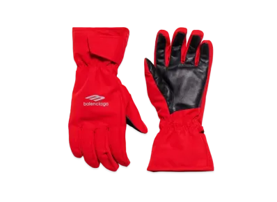 BALENCIAGA 3B Sports Icon Ski Gloves In Technical Ripstop "Red"