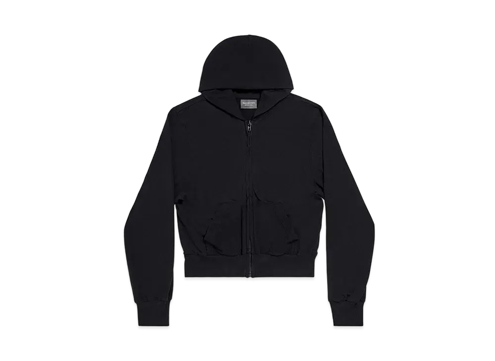 BALENCIAGA Women's Zip Up Hoodie Fitted Soft Stretch "Black"