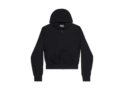 BALENCIAGA Women's Zip Up Hoodie Fitted Soft Stretch "Black"