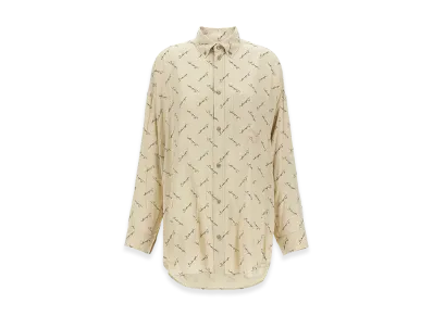 BALENCIAGA Women's Oversized Shirt With Logo "Beige"