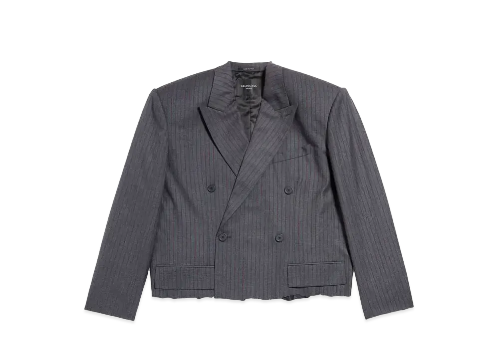 BALENCIAGA Men's Cropped Blazer "Grey/Red"