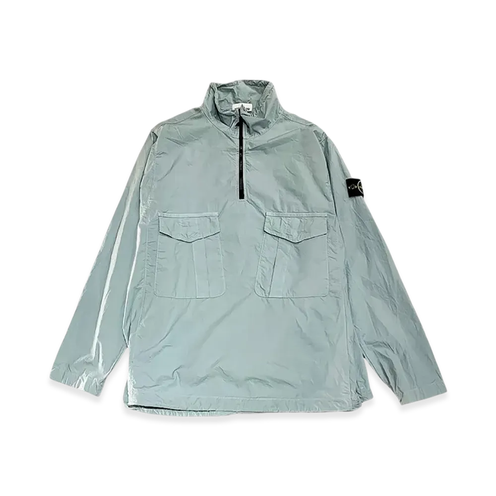 Stone Island 10705 Light Cotton Canvas Garment Dyed Half Zipper Anorak - 23SS "Sky Blue"