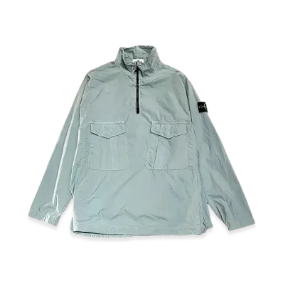 Stone Island 10705 Light Cotton Canvas Garment Dyed Half Zipper Anorak - 23SS "Sky Blue"