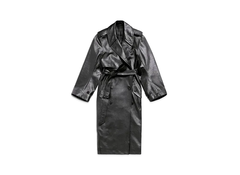 BALENCIAGA Women's Fitted Cocoon Trench "Black"