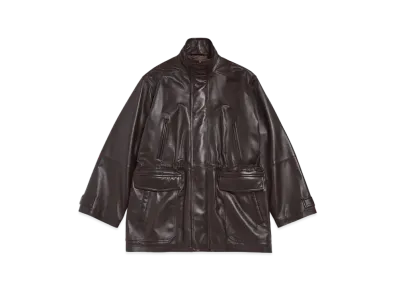 BALENCIAGA Parka In Light Soft Semi Shiny Lambskin "Dark Brown"