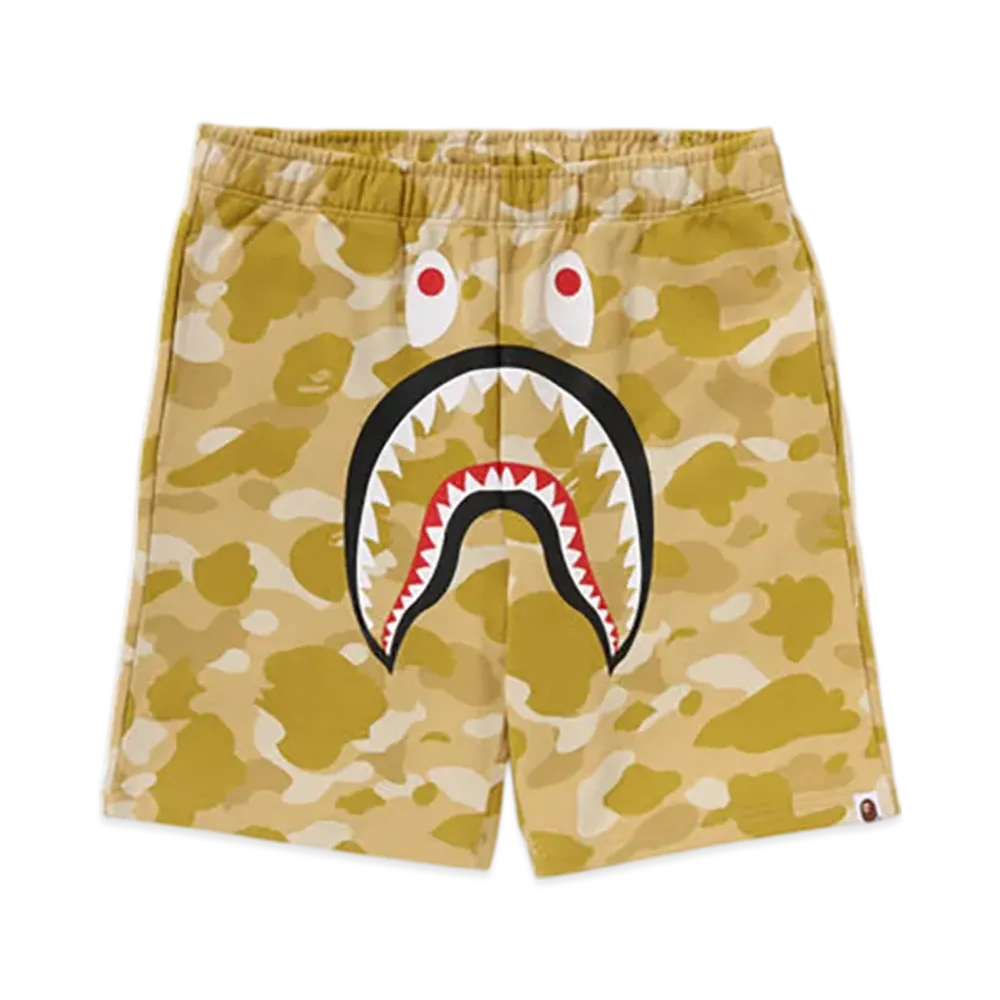 A BATHING APE Color Camo Shark Sweat Shorts "Yellow"