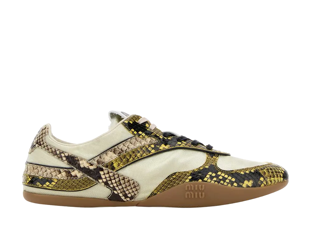 MIU MIU Women's Gymnasium Sneaker Python Print "White"
