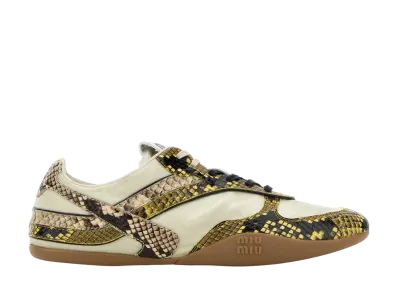 MIU MIU Women's Gymnasium Sneaker Python Print "White"