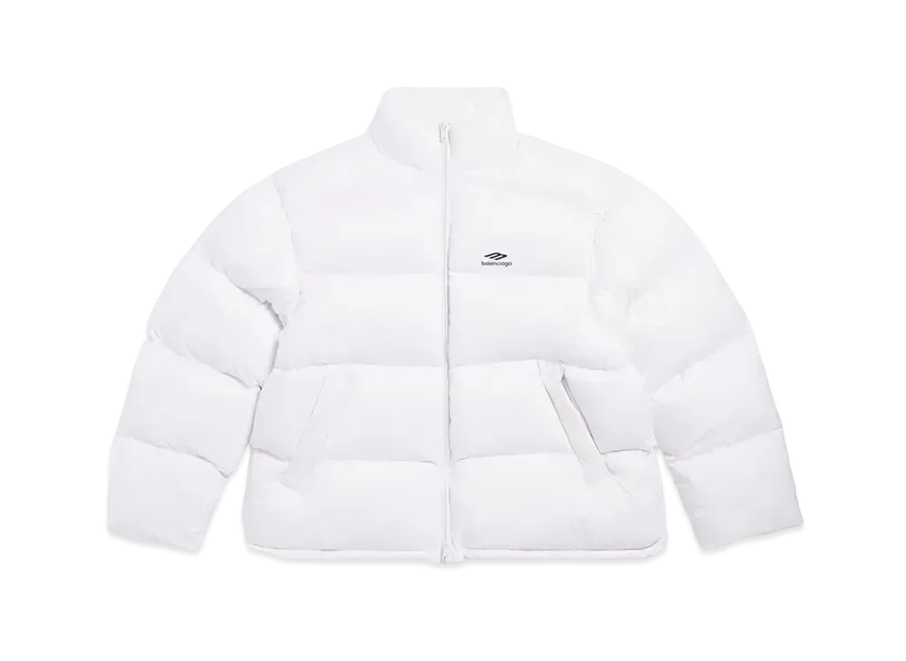 BALENCIAGA Men's 3B Sports Icon Ski Puffer Light Matte Nylon "White"