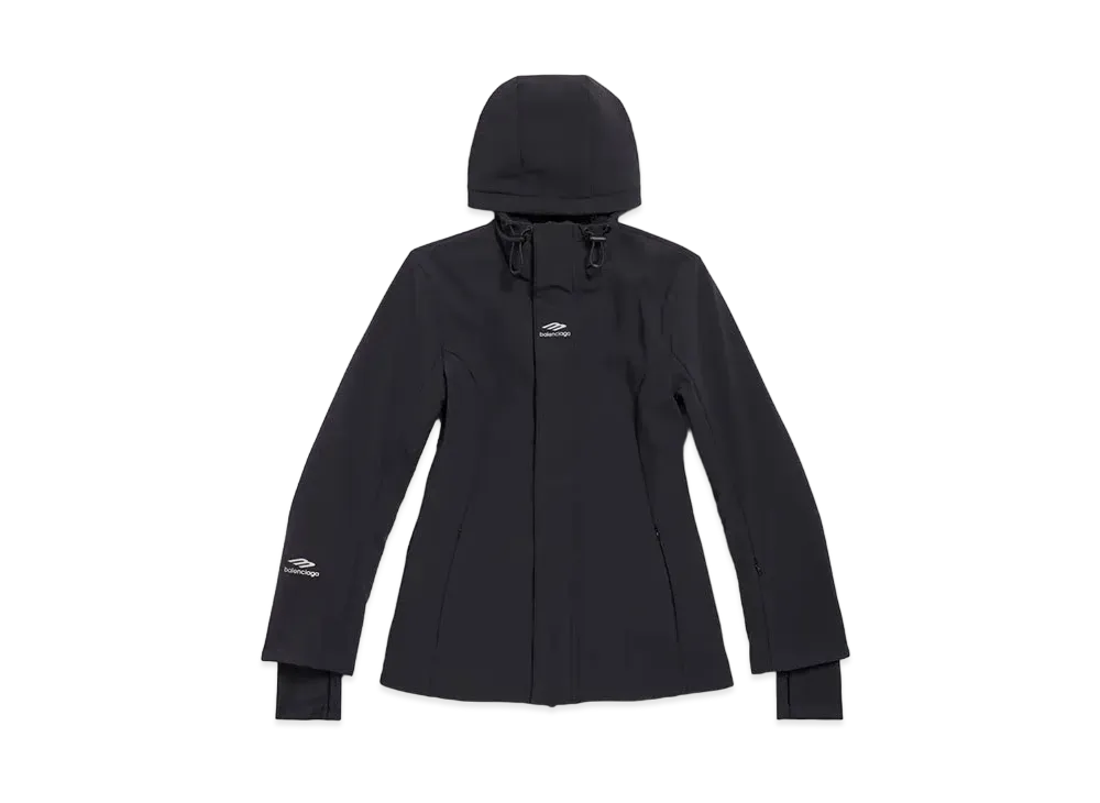 BALENCIAGA Women's 3B Sports Icon Ski Hourglass Parka Bonded Stretch Nylon "Black"