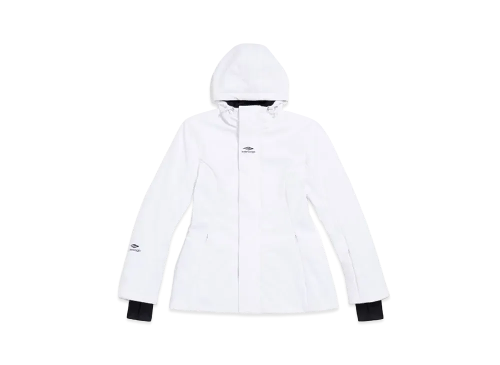 BALENCIAGA Women's 3B Sports Icon Ski Hourglass Parka Bonded Stretch Nylon "White"