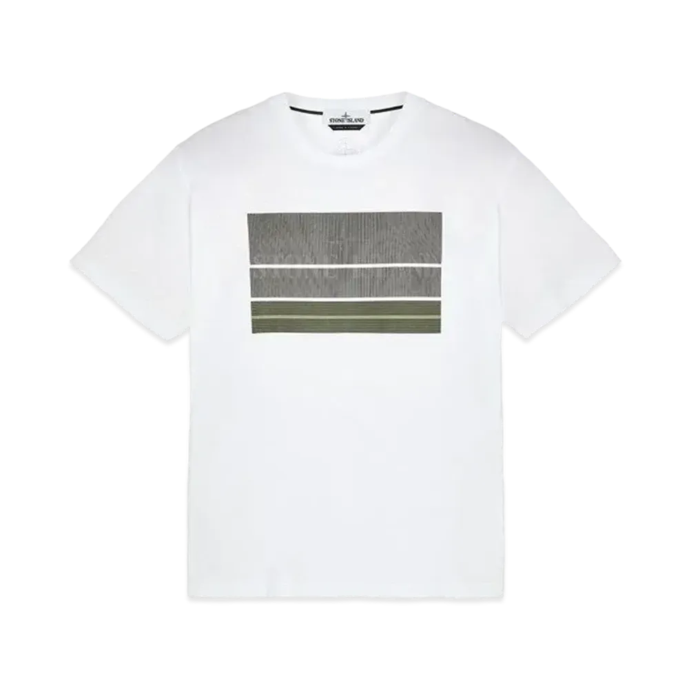 Stone Island 2NS90 COTTON JERSEY, 'LENTICULAR THREE' PRINT_SLIM FIT "White"