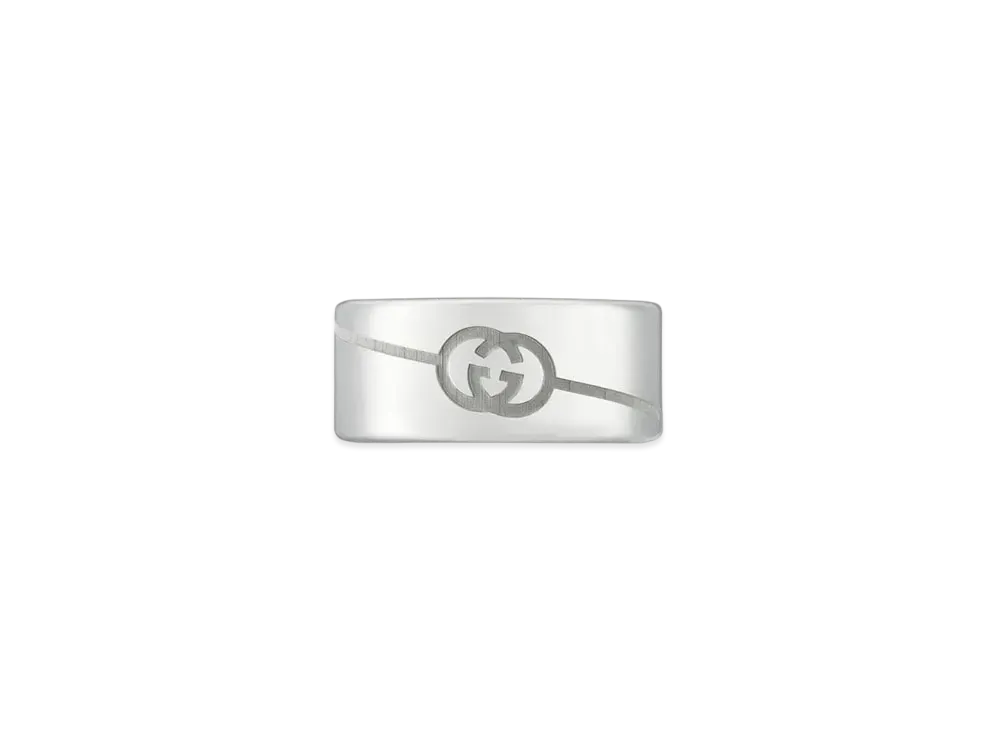 GUCCI Diagonal Interlocking G Wide Ring "Silver"
