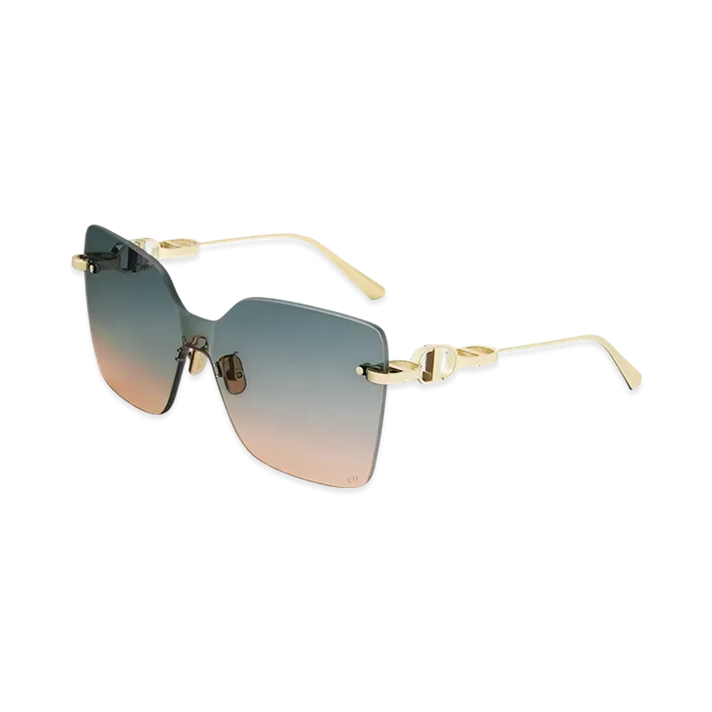 Dior CD Chain M1U Square Sunglasses "Gradient Turquoise/Amber"