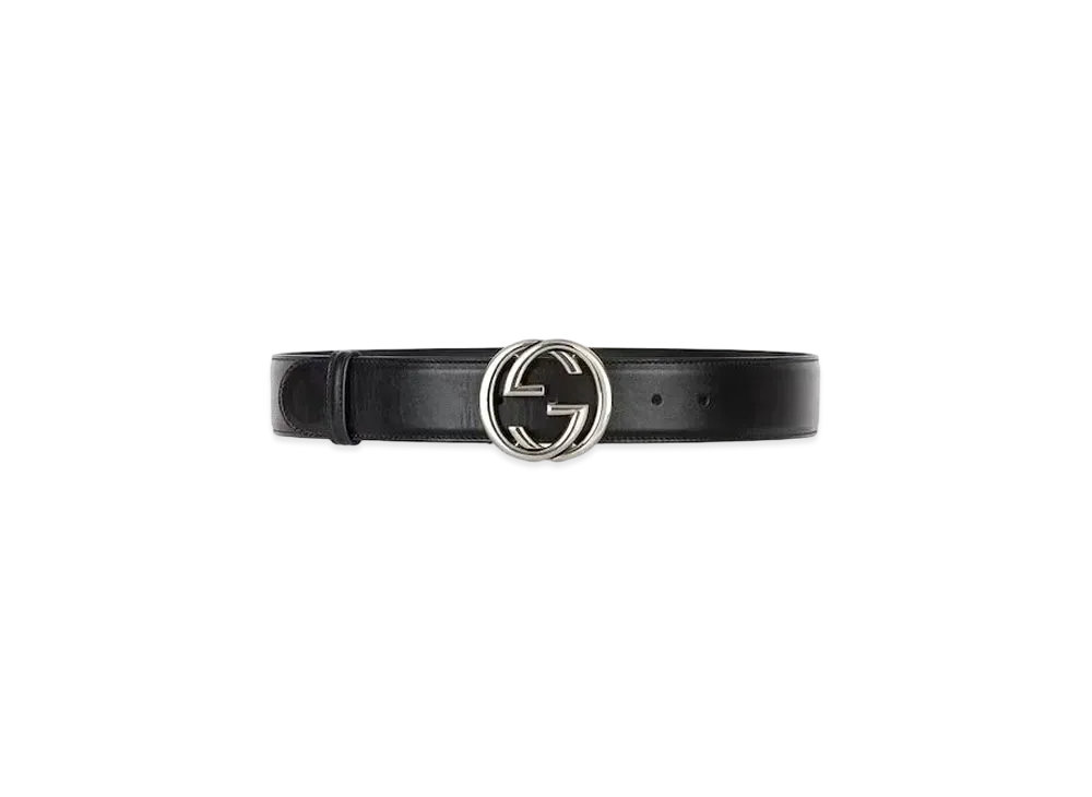 GUCCI Belt With Interlocking G Buckle Leather "Black"