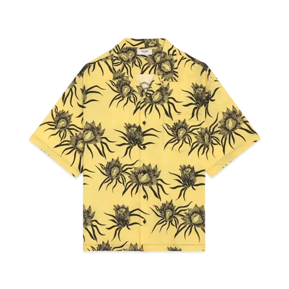 CELINE Loose Hawaiian Shirt / Printed Viscose "Yellow/Black"