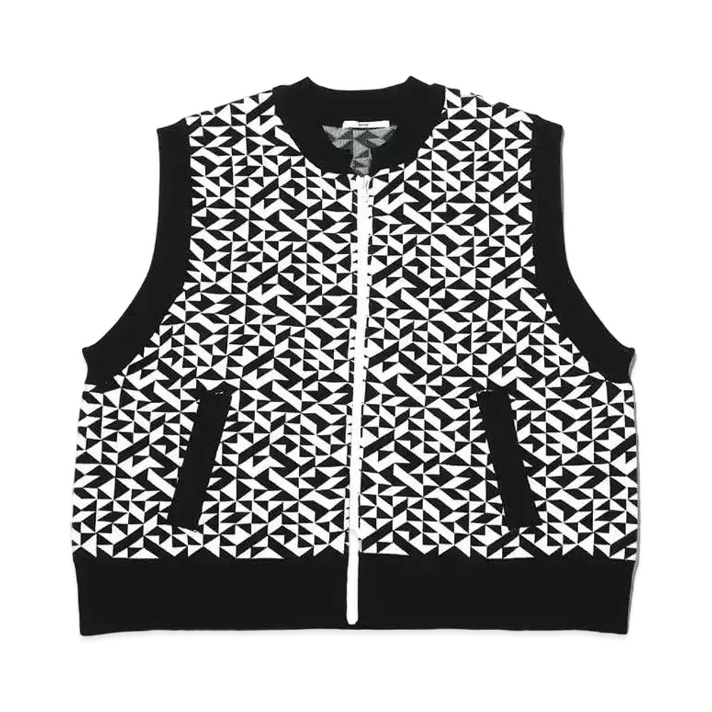 atmos pink Sougara Big Knit Vest "Black/White"