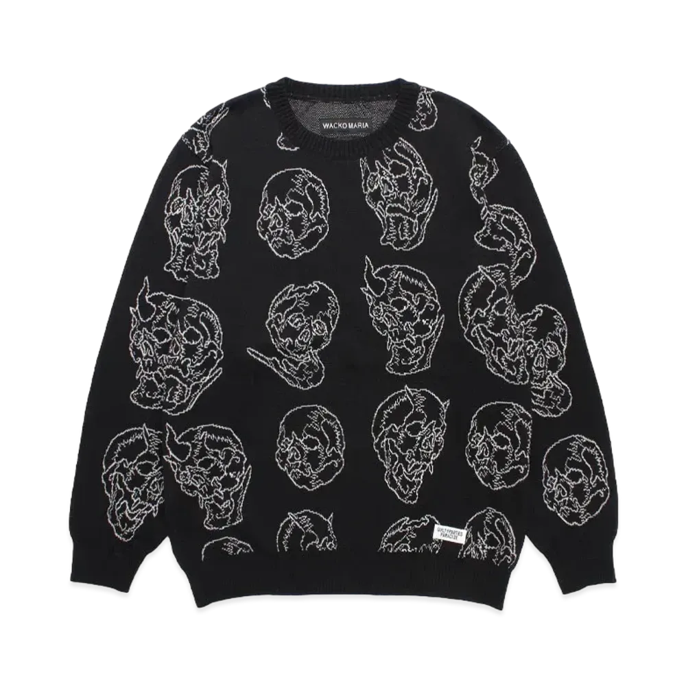 WACKO MARIA 56 Tattoo Studio / Jacquard Knit Sweater "Black"