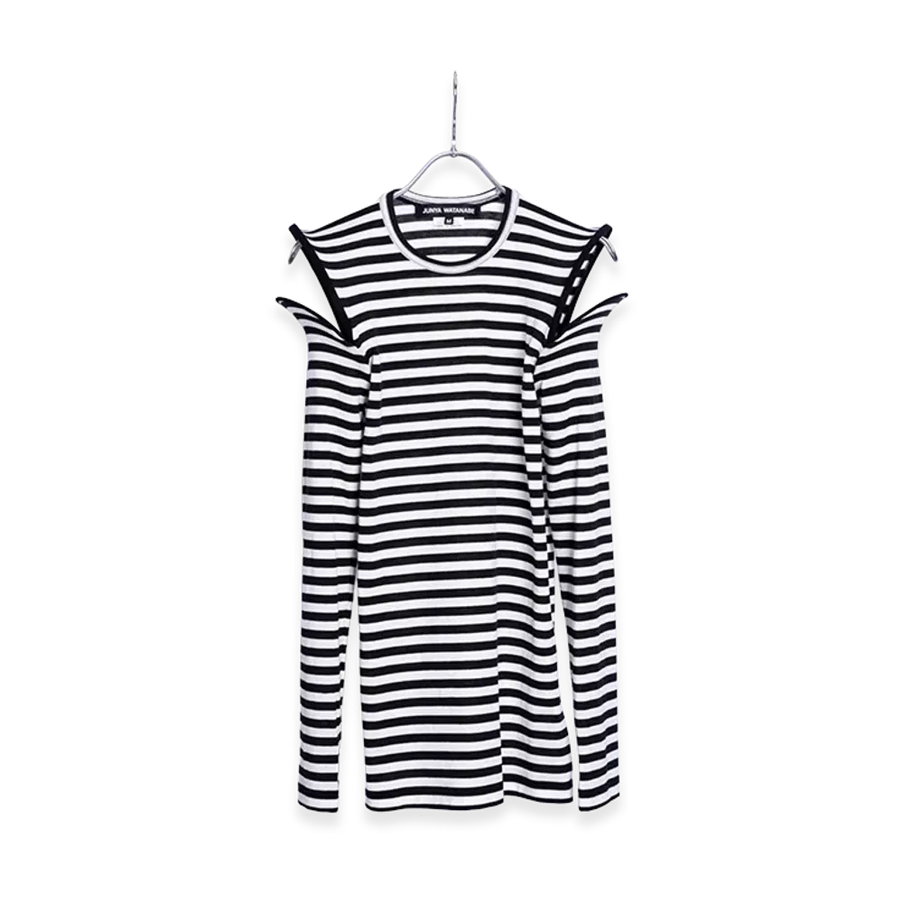 JUNYA WATANABE Women's Shoulder Slit Long Sleeve Tee -Border- "Border"