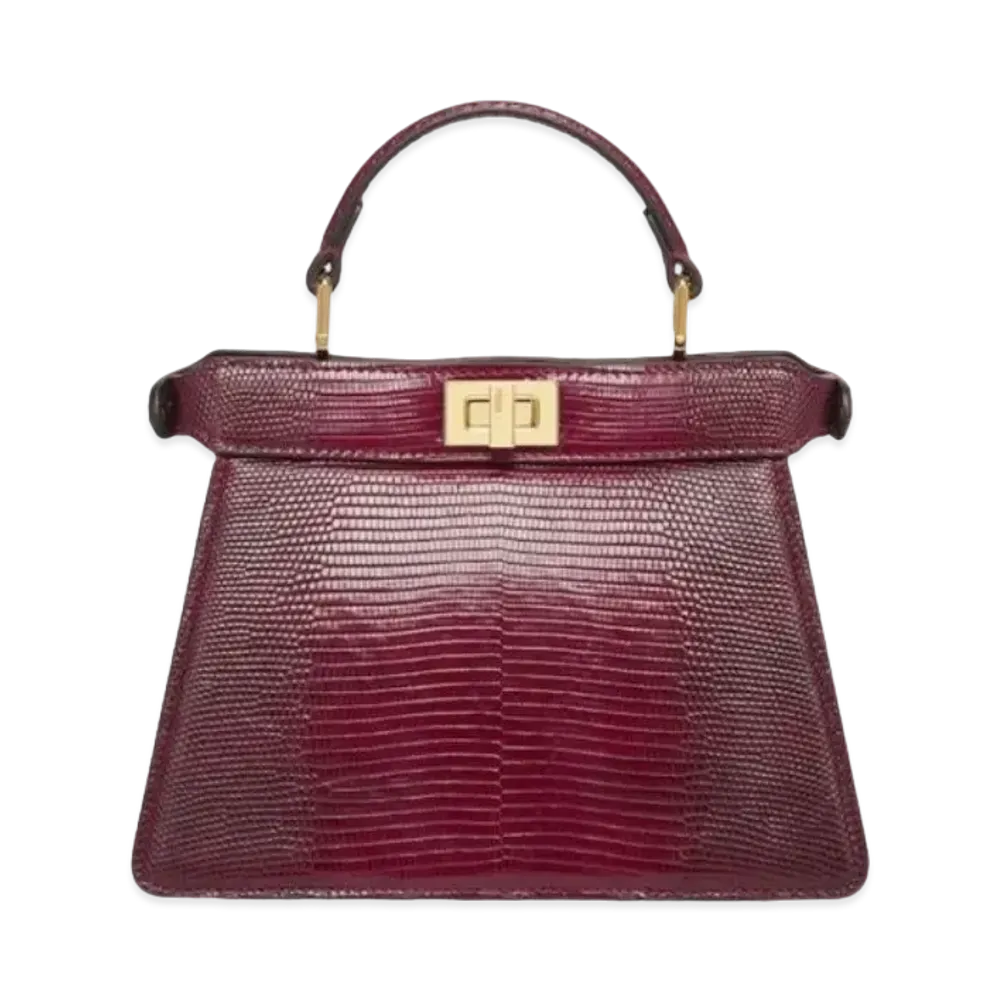 FENDI Peekaboo ISeeU Petit Rized Leather Bag "Burgundy"