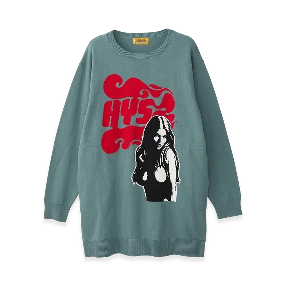 HYSTERIC GLAMOUR FLAME WOMAN Knit Dress "Green"