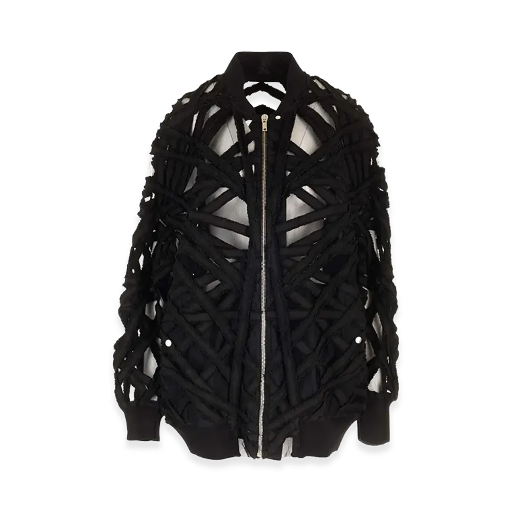 Rick Owens Women's Cropped Jacket In Denim And Tulle "Black"