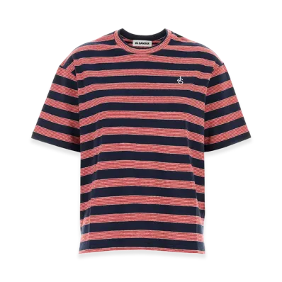 Jil Sander Women's Embroidered Cotton Oversize T-Shirt "Stripped"
