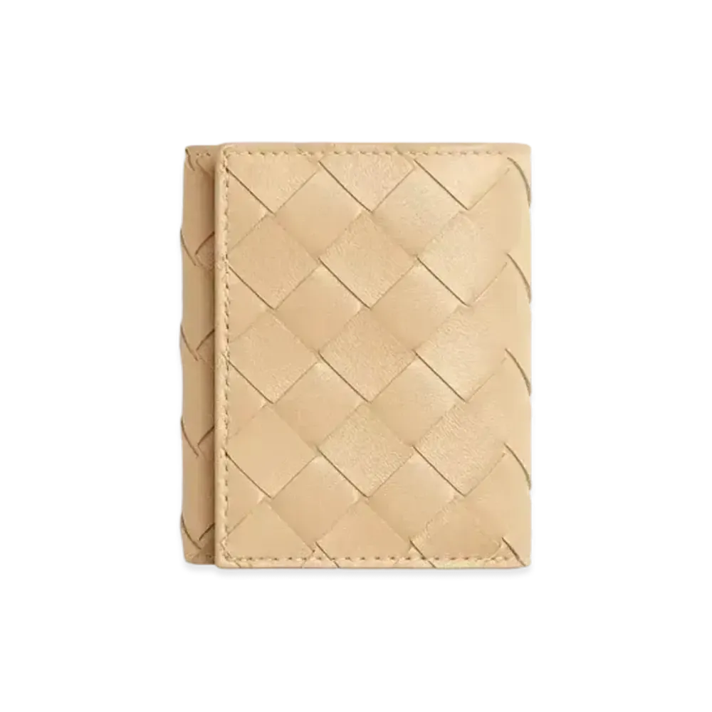 Bottega Veneta Intrecciato Lambskin Calfskin TriFold Mini Wallet "Porridge"