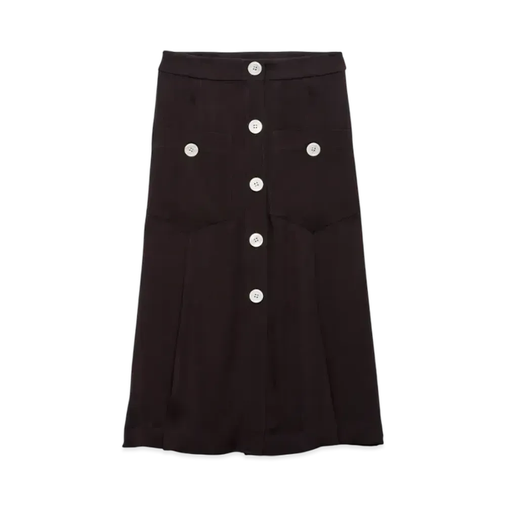 PRADA Women's Sable Satin Skirt "Black"
