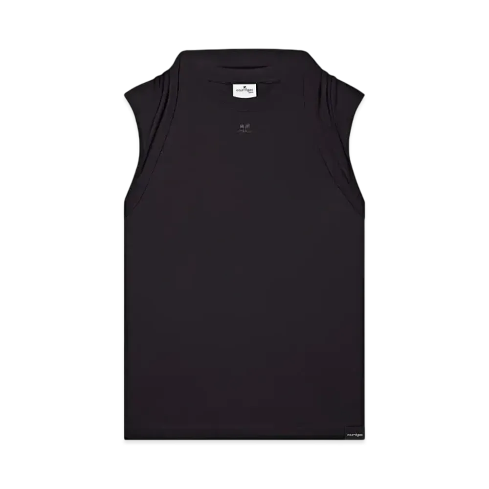 Courreges Draped Tank Top "Black"