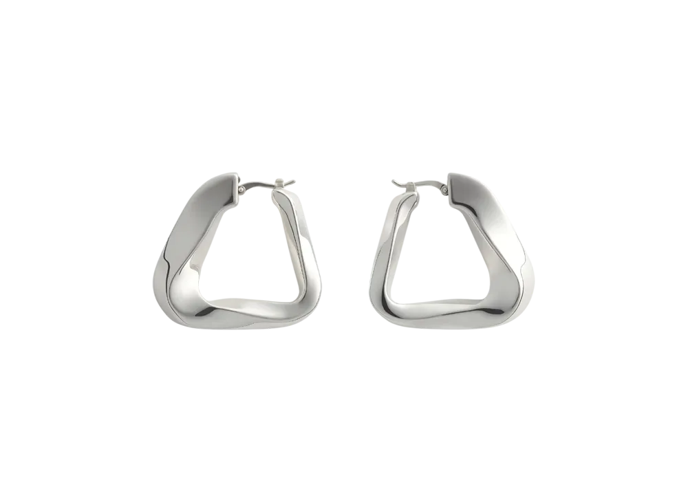 Bottega Veneta Large Twist Triangle Hoop Earrings "Silver"