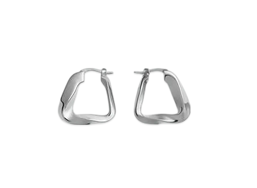 Bottega Veneta Small Twist Triangle Hoop Earrings "Silver"