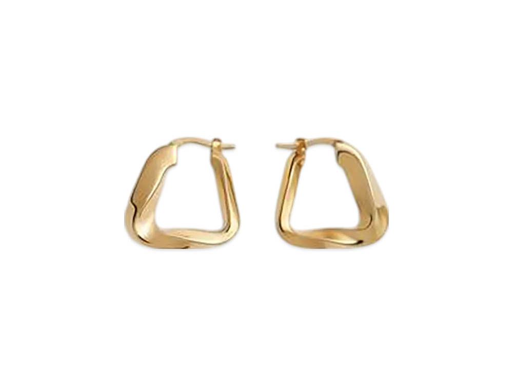 Bottega Veneta Small Twist Triangle Hoop Earrings "Yellow Gold"