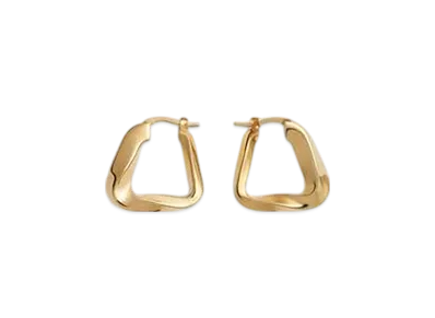 Bottega Veneta Small Twist Triangle Hoop Earrings "Yellow Gold"