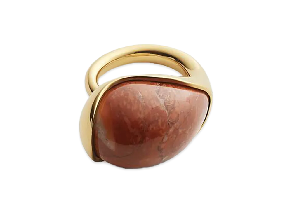 Bottega Veneta Large Drop Marble Ring "Red Marble"