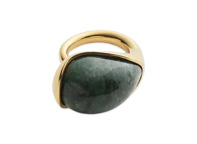 Bottega Veneta Large Drop Marble Ring "Green Marble Alpi"