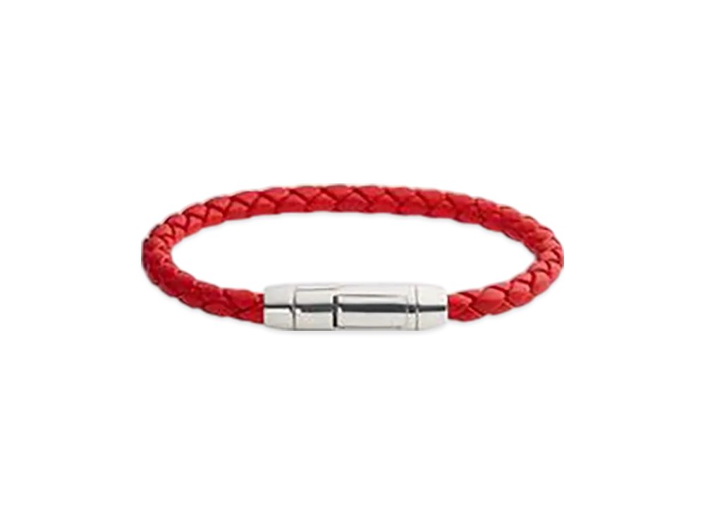 Bottega Veneta Braid Leather Bracelet "Red Stone"