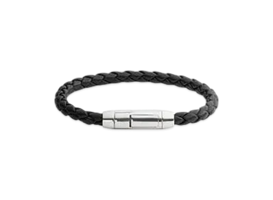 Bottega Veneta Braid Leather Bracelet "Black"