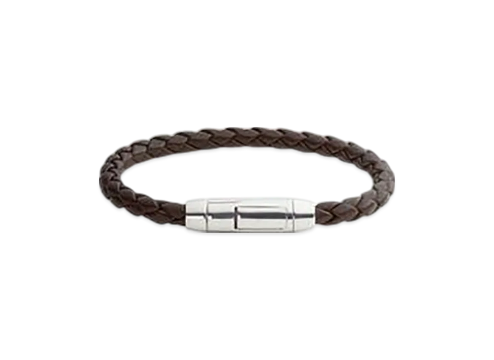 Bottega Veneta Braid Leather Bracelet "Fondente"