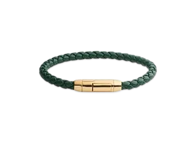 Bottega Veneta Braid Leather Bracelet "Emerald Green"