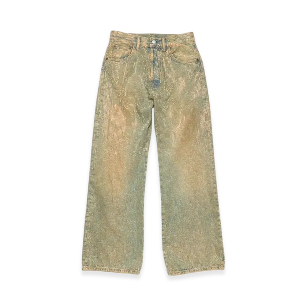Acne Studios Loose fit crystal stud jeans - 2021F "Mid Blue"