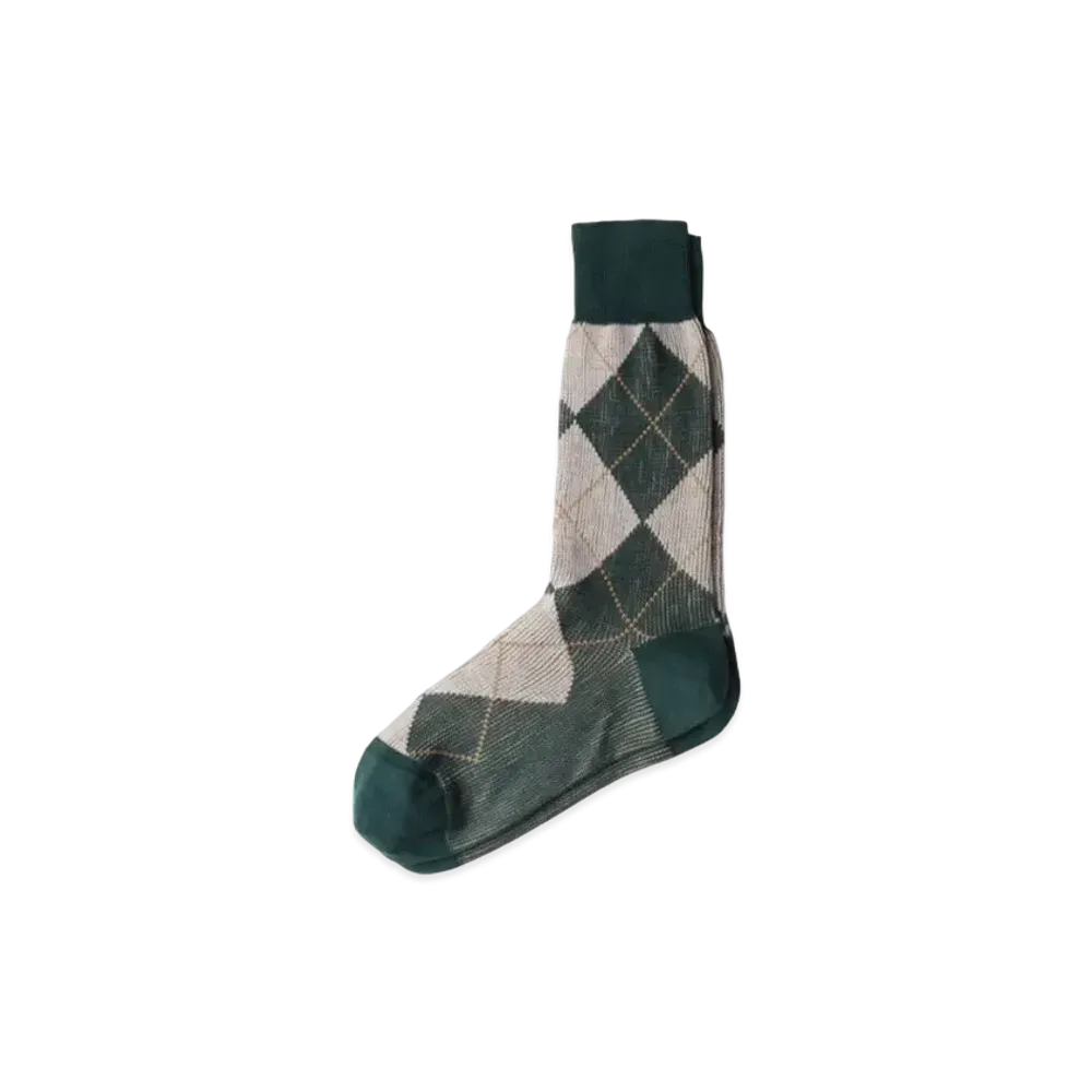 PRADA Men's Argyle Cotton Ankle Socks "Dark Green"