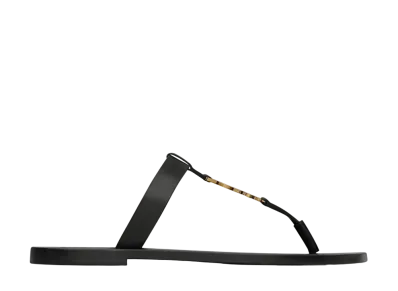 Saint Laurent Cassandre Slides in Smooth Leather "Black"