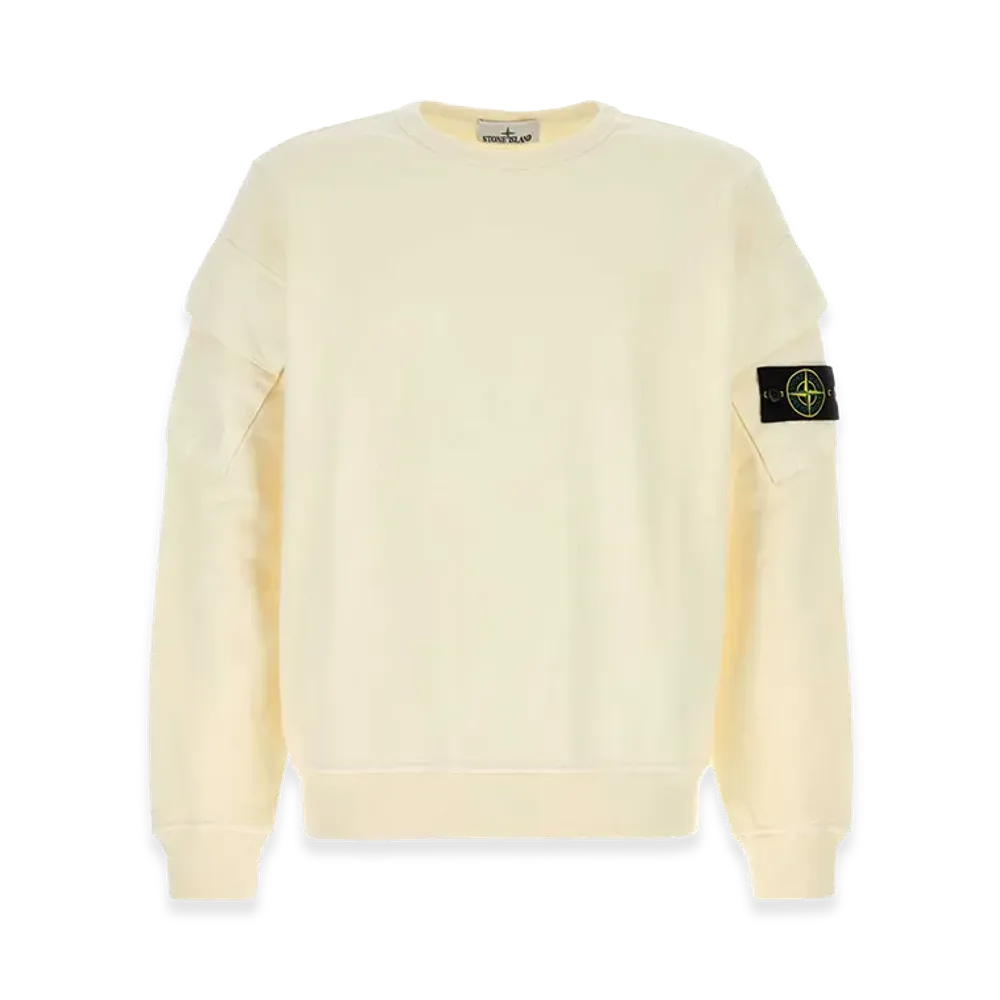 Stone Island Ivory Cotton Sweatshirt "White"