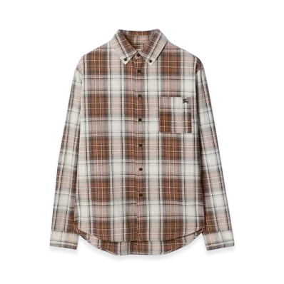 Burberry Madras Check Cotton Shirt "Russet Brown"
