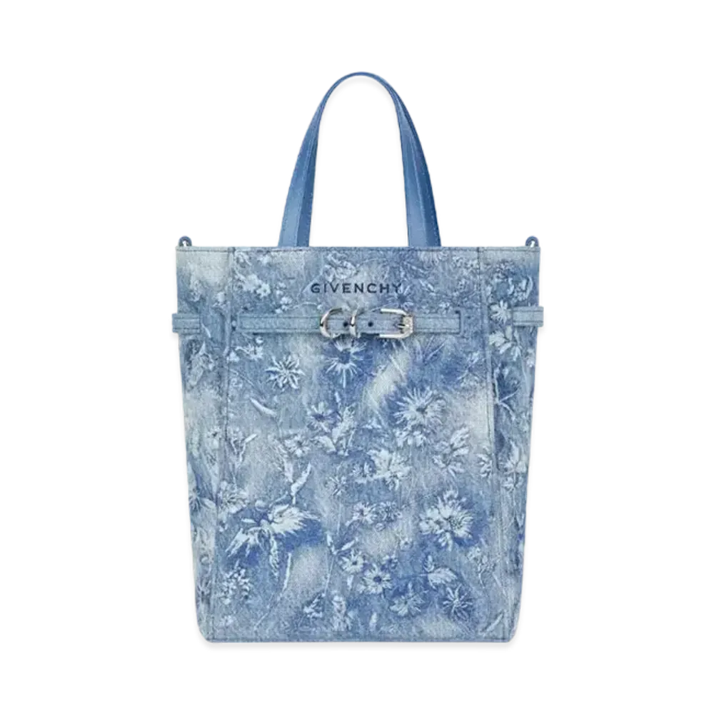 GIVENCHY Voyou Tote Bag Mini Washed Denim Embroidered "Medium Blue"