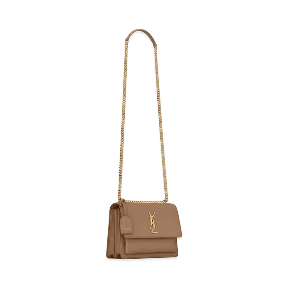 SAINT LAURENT Sunset Medium In Smooth Leather "Dark Toffee"