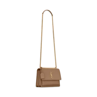 SAINT LAURENT Sunset Medium In Smooth Leather "Dark Toffee"