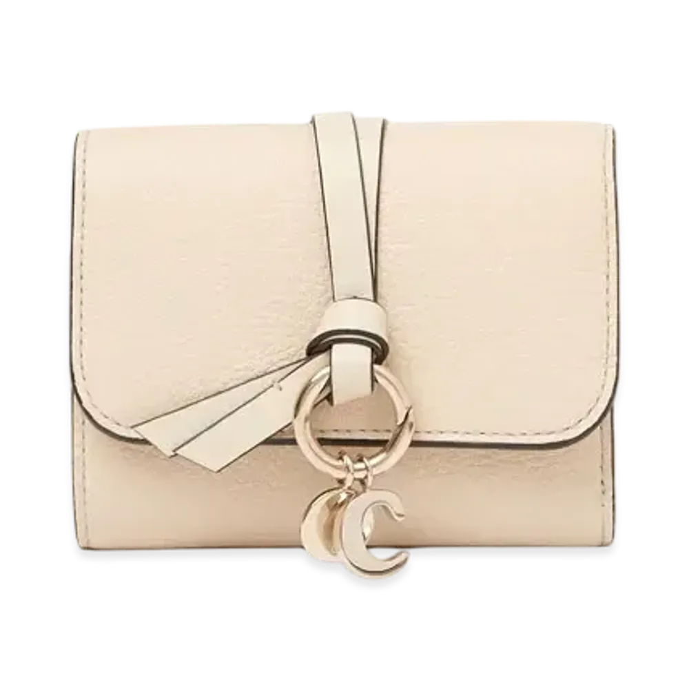 Chloe Small Alphabet tri-fold in grained leather "Sweet Beige"