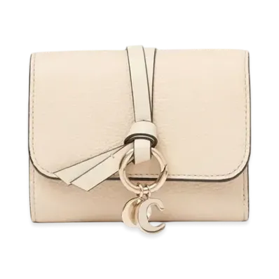 Chloe Small Alphabet tri-fold in grained leather "Sweet Beige"